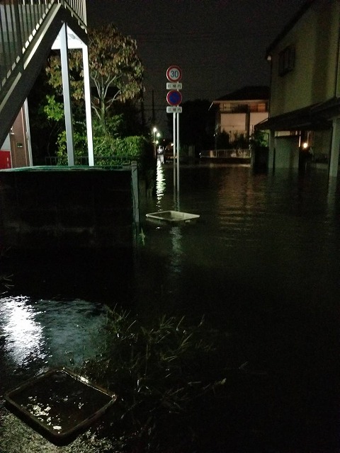 浸水した市街地