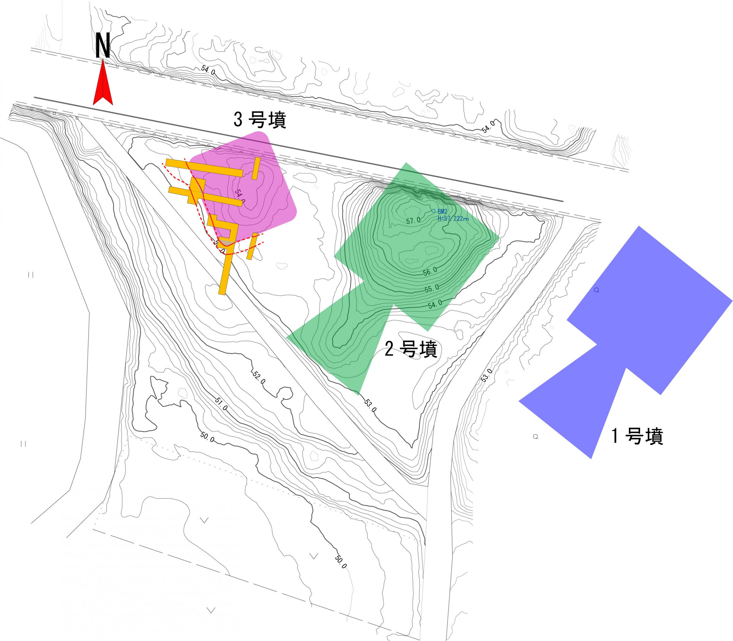 三王山南塚古墳群全体図